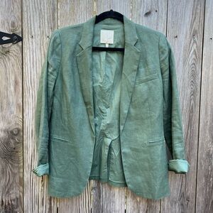 Joie Green Shoulder Pad Green Mock Pocket Blazer size 2